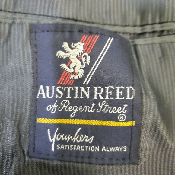 Mens Suit Jacket Blazer Sport Coat 46R 50" Navy Blue Stripe Wool USA Austin Reed - Picture 10 of 12